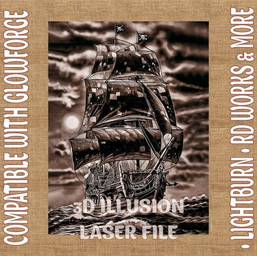 Sea Ship 3d illusion & laser - ready file - 3DWave.us